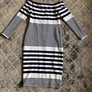 ELIZA J off shoulder body con midi dress